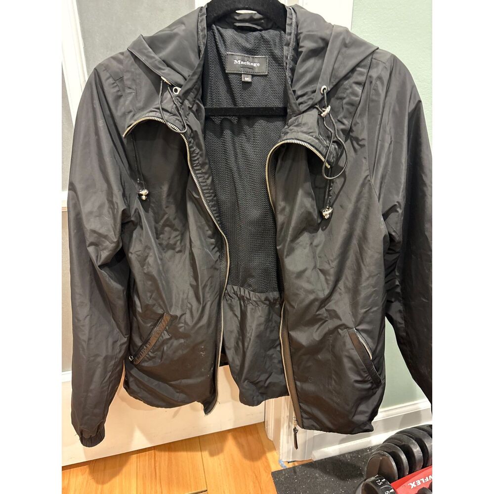 Mackage Poplin Full Zip Rain Jacket Black Small